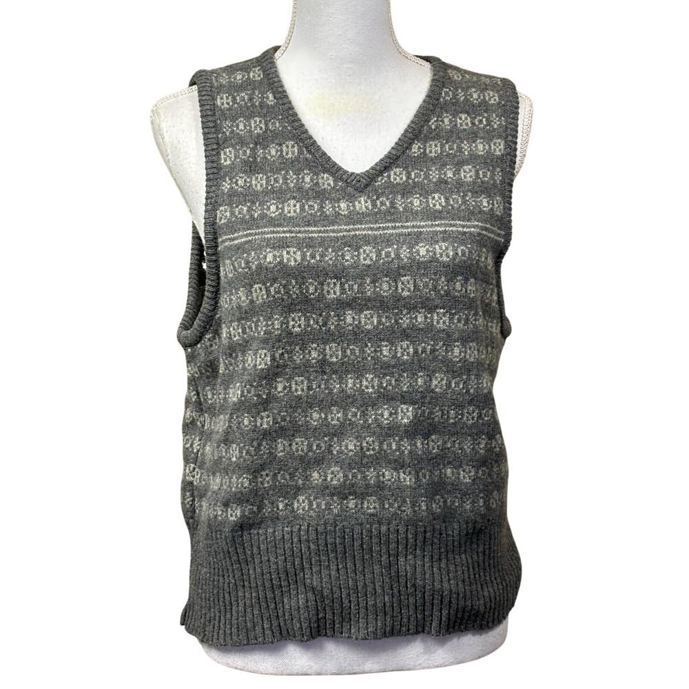 American Eagle Outfitters Lambswool Fair Isle Sweater Vest Grey Grandpacore